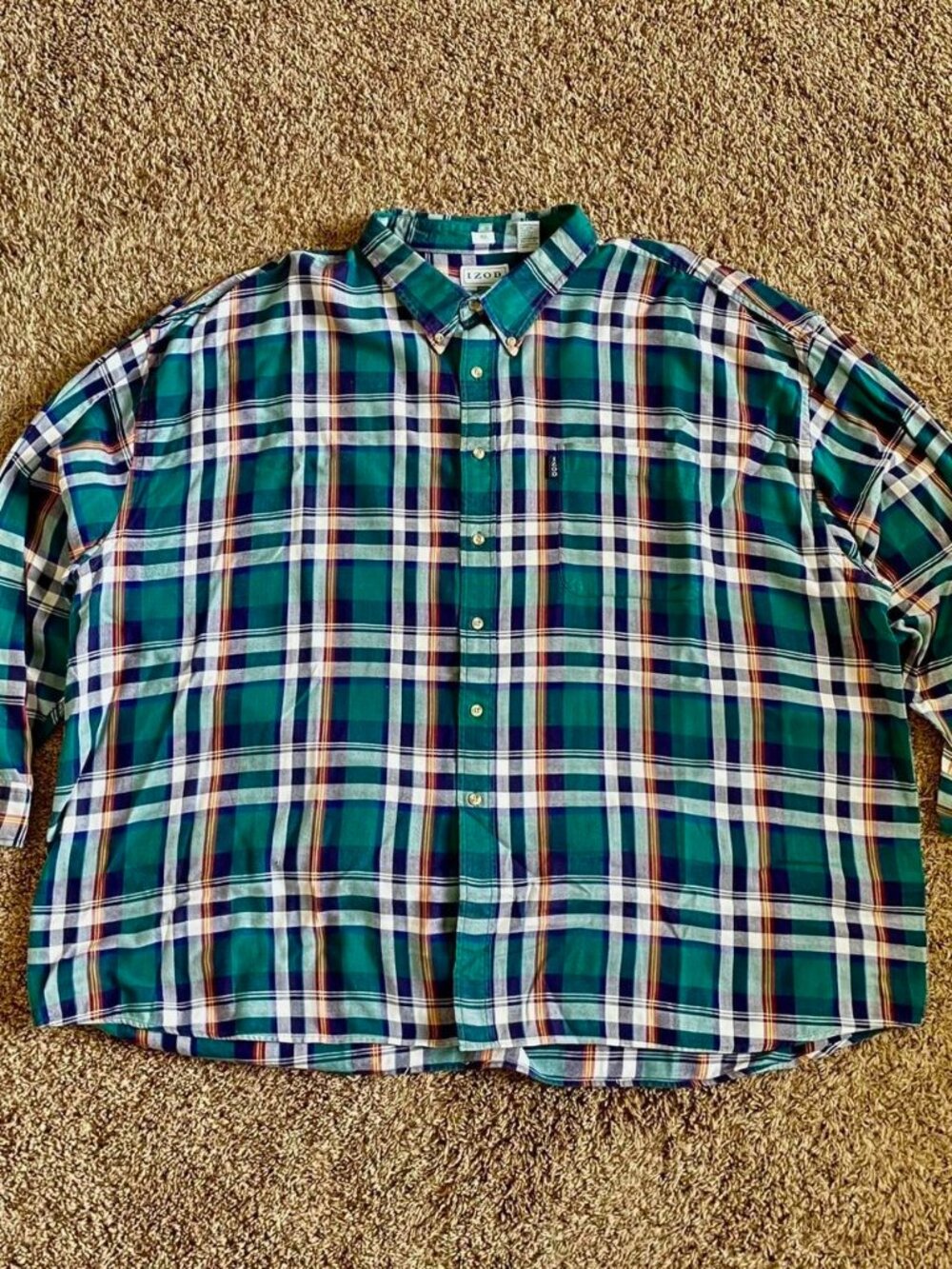IZOD Flannel Shirt Plaid Button Down Longsleeve Big & Tall